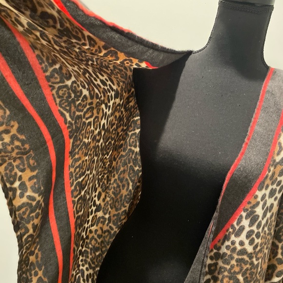 New Directions Wrap Shawl Kimono One Size Animal Print Stripe Boho Layering - Picture 8 of 14
